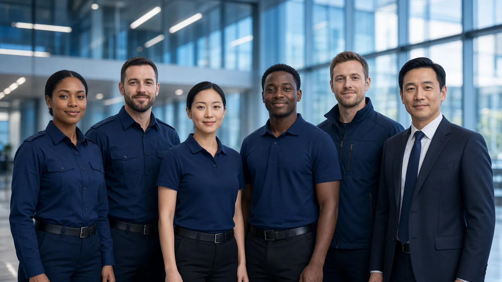 Das Team von Bayern Prime Services: Sicherheitskräfte, Reinigungsteam, Logistik und Management